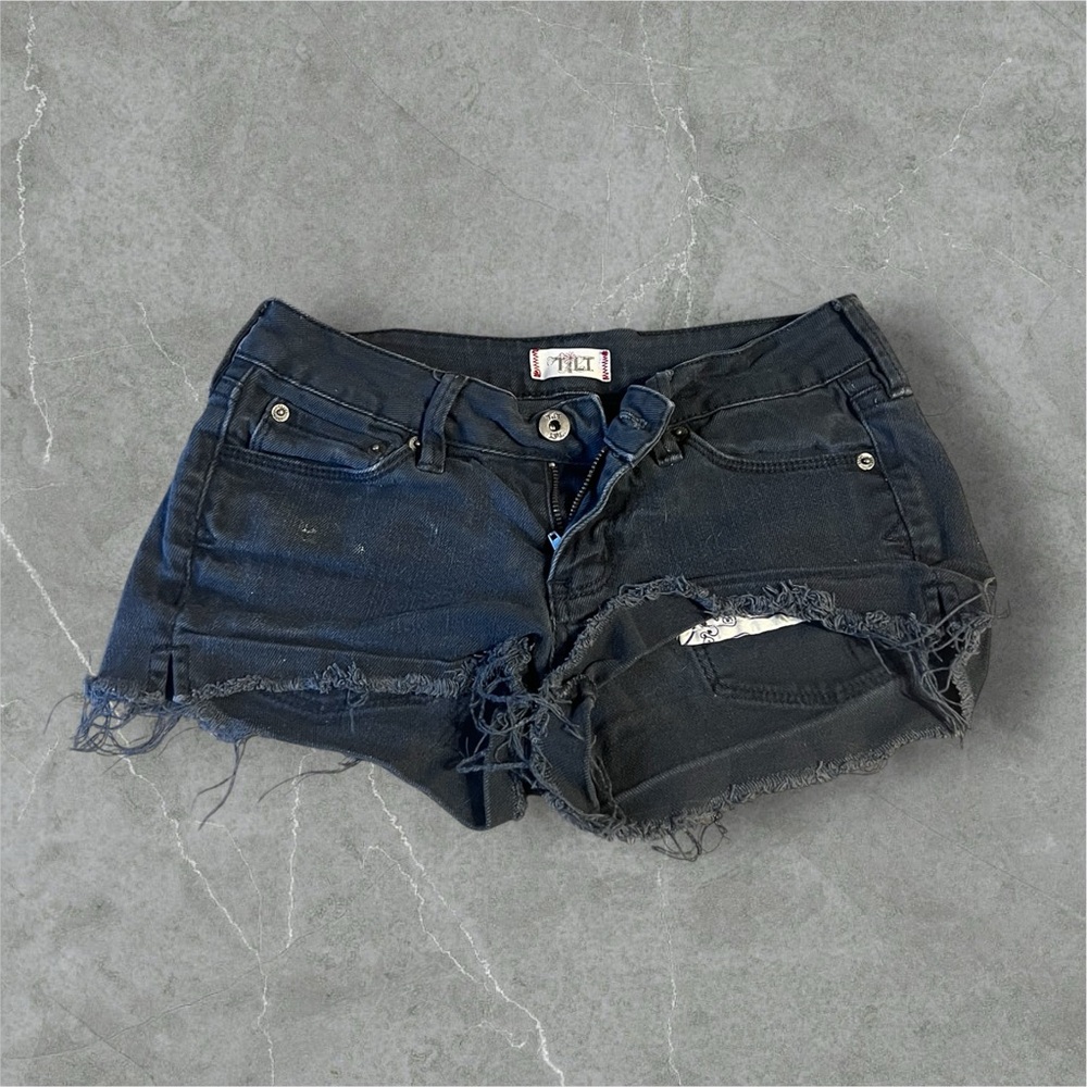 Black Frayed Jean Shorts